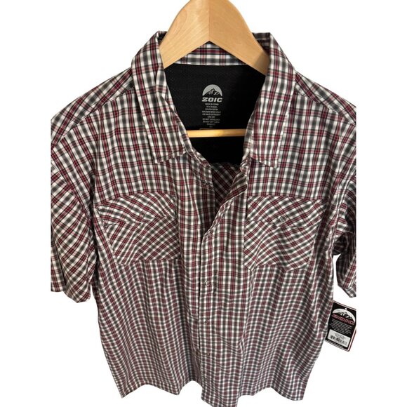 Zoic Clothing District Jersey Size Large Red Plaid Snap button NWT $80 Mountain - Picture 6 of 7